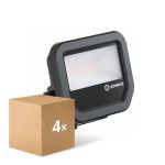 Multipack 4x Ledvance LED Floodlight Aluminium Black 8W 1100lm 100D - 830 Warm White | IP66 - Symmetrical